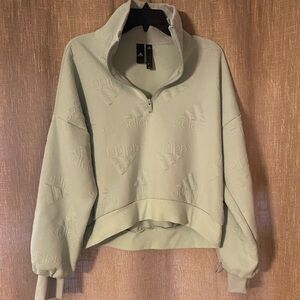 Adidas Jacquard Aeroready Half Zip Pullover Cool Mint Oversized Small